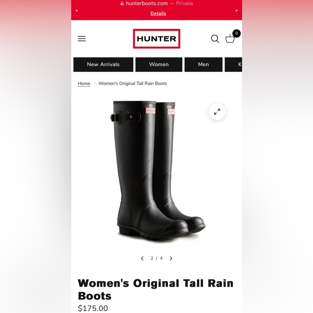 EUC Hunter Women’s Original Tall Rain Boot- worn twice